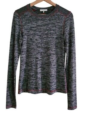 Rag & Bone Avyrl Space Dye Long-Sleeve Crewneck Top Grey Black Red Wornontv